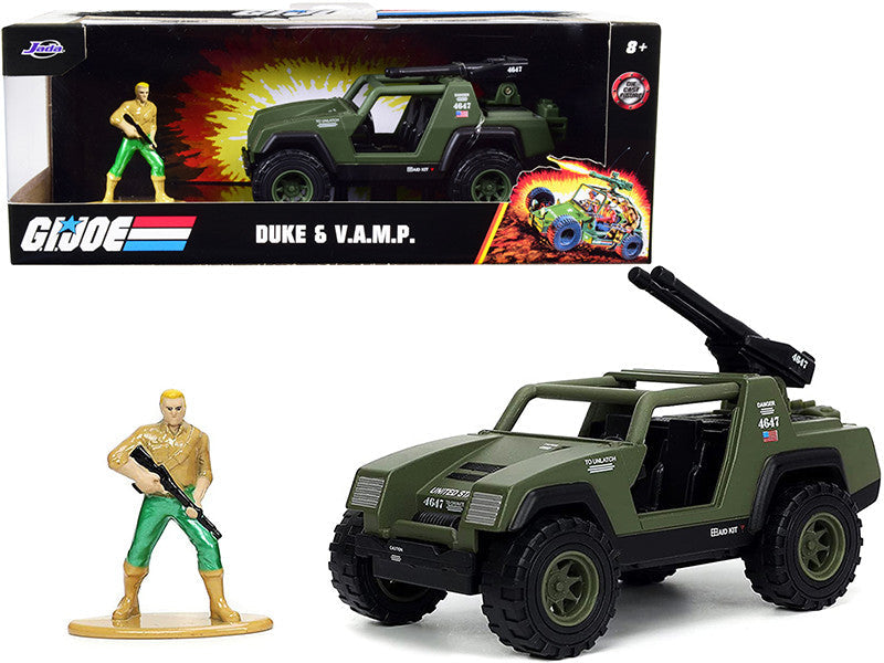 V.A.M.P. Olive Green and Duke Diecast Figurine "G.I. Joe" "Hollywood Rides" Series 1/32 Diecast Model Car by Jada-0