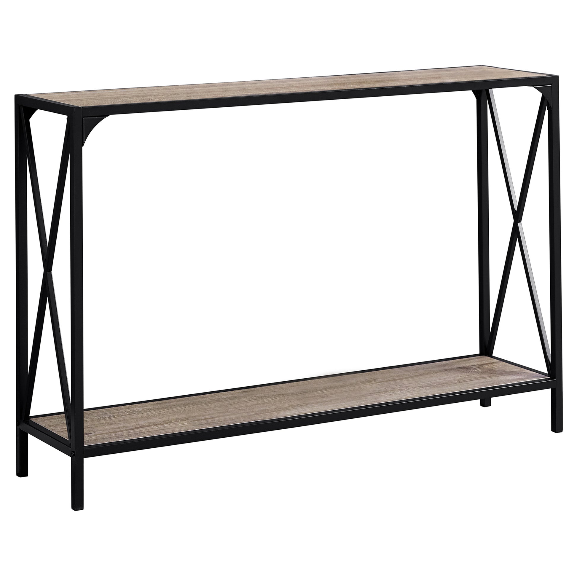 48" Taupe and Black Console Table With Shelves-0