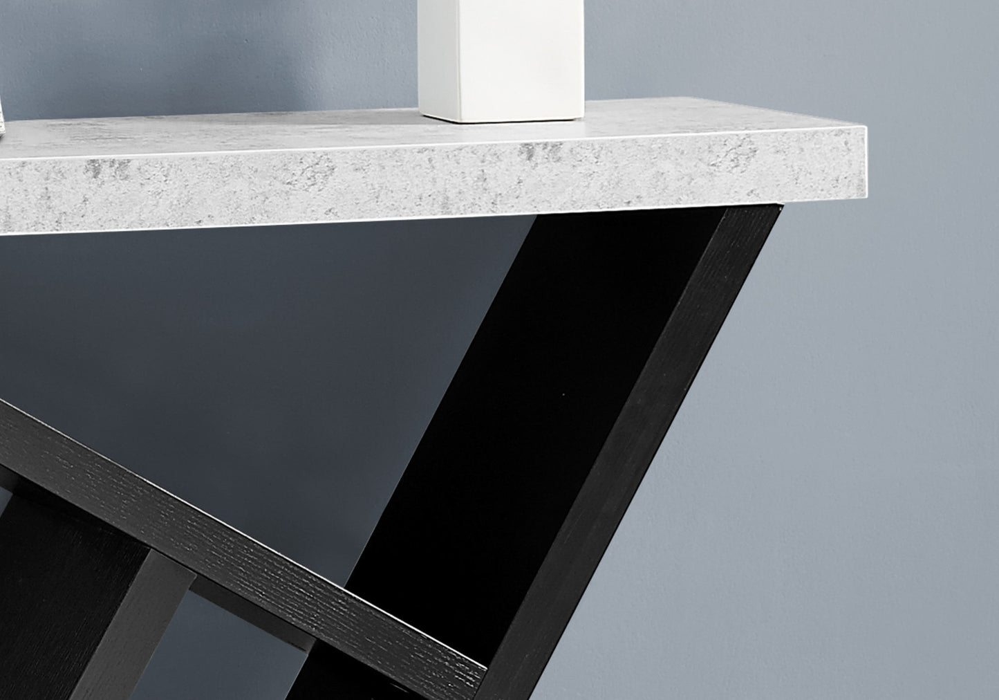 36" Gray and Black Abstract Console Table With Shelves-2