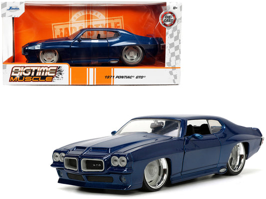 1971 Pontiac GTO Dark Blue Metallic "Bigtime Muscle" Series 1/24 Diecast Model Car by Jada-0