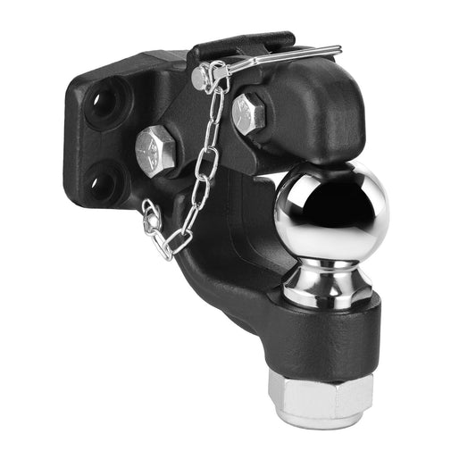 Pintle Hook, 20000 lbs Towing Capacity, Trailer Hitches Receiver Hook Combination 2-5/16-inch Hitch Ball, Fits 2.5 to 3-inch Lunette Ring with Mounting Kit, Wear-resistant, Black Powder Coat