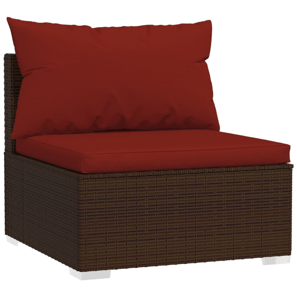Brown poly rattan 3-seat patio sofa with cushions from American Smart WB outdoor furniture set, ideal for outdoor lounging.
