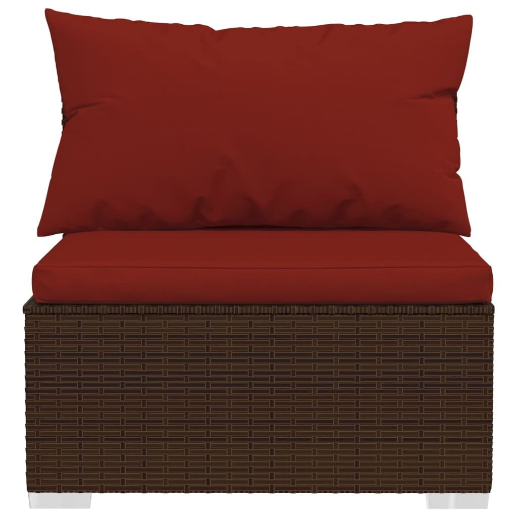 Brown poly rattan 3-seat patio sofa with cushions from American Smart WB outdoor furniture set, perfect for outdoor seating.