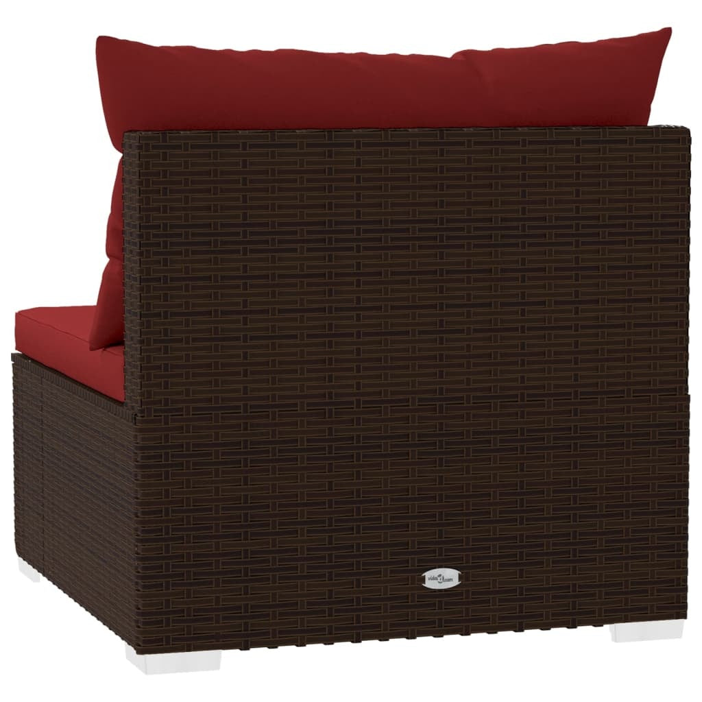Brown poly rattan 3-seat patio sofa with cushions from American Smart outdoor furniture set, perfect for outdoor relaxation.
