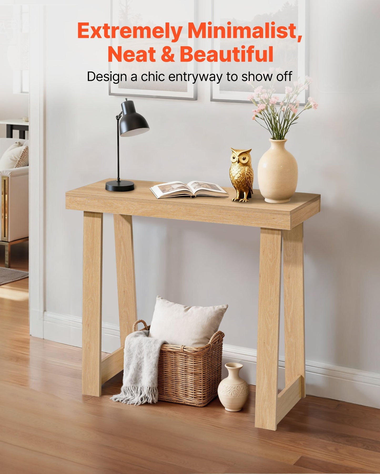 Modern 36-inch wooden console table by American Smart, narrow sofa or hallway accent stand in burlywood, easy to assemble.