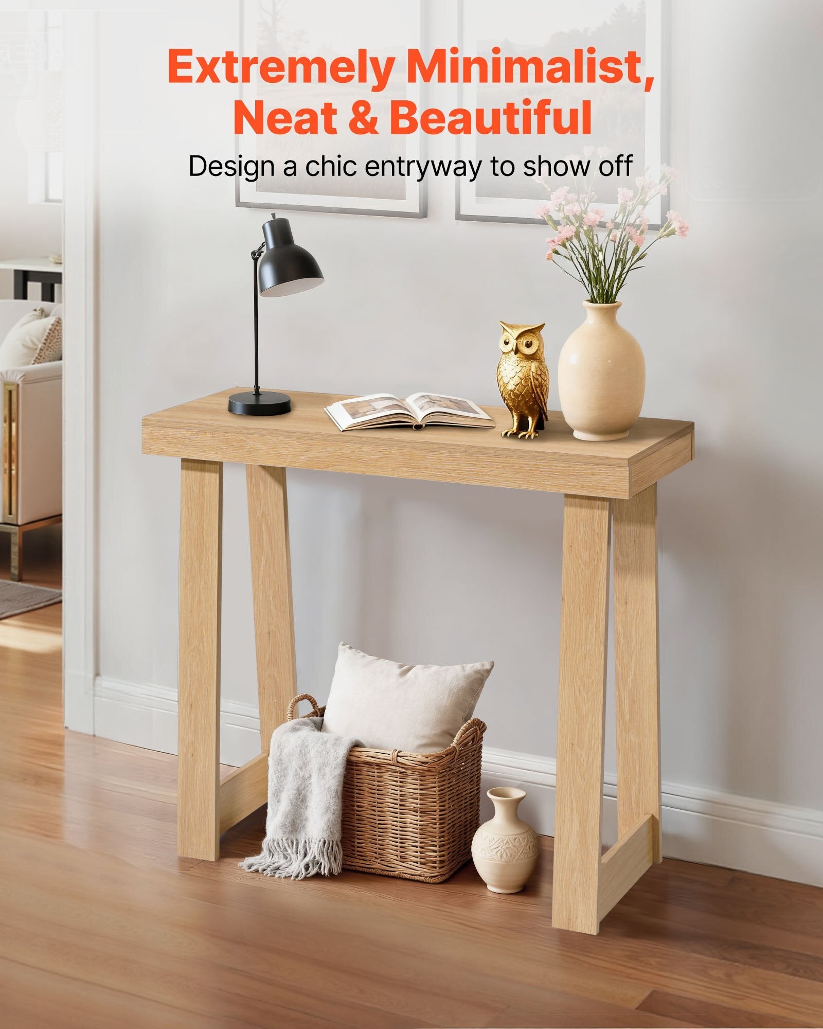Modern 36-inch wooden console table by American Smart, narrow sofa or hallway accent stand in burlywood, easy to assemble.
