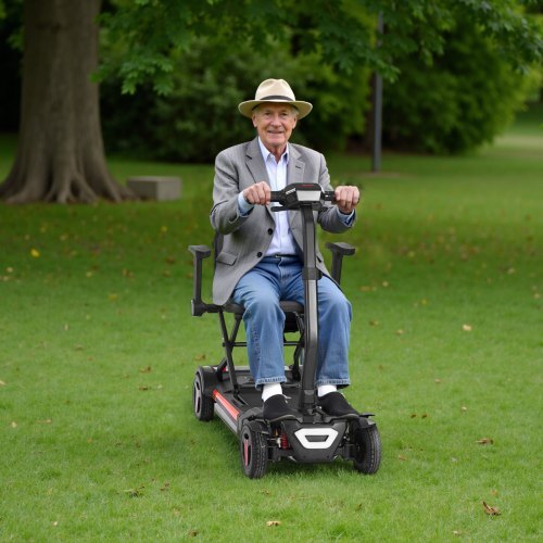 American Smart 4-wheel electric mobility scooter for adults with foldable design, all-terrain wheels, 9.3-mile range, and 265lbs capacity