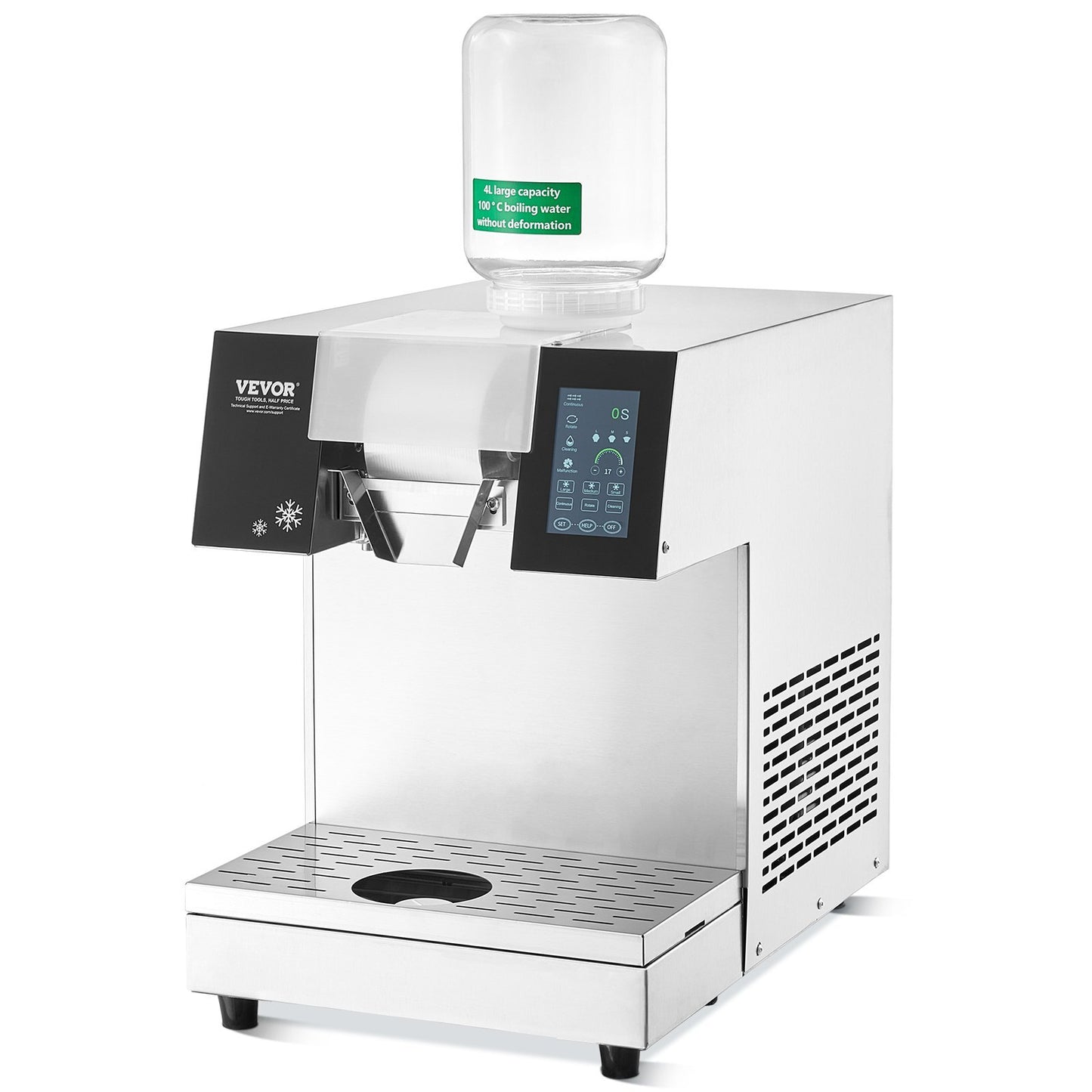 Commercial Snowflake Ice Machine, 507LBS/24H Snowflake Ice Maker, Stainless Steel Ice Shaver Machine, Electric Snow Cone Maker, Air Cooling System for Rapid Heat Dissipation, for Bakery, Cafe
