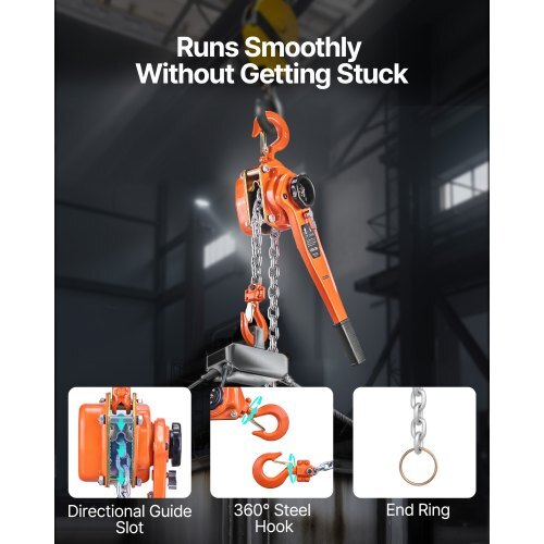 Manual Lever Chain Hoist, 1-1/2T 3300LBS Capacity Heavy Duty Come Along, 20FT Lift G80 Alloy Steel Chain With Dual Pawl Mechanical Brake,360?Rotating Hooks, for Warehouse Construction Garage