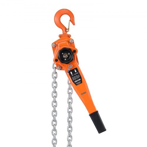 Manual Lever Chain Hoist, 1-1/2T 3300LBS Capacity Heavy Duty Come Along, 20FT Lift G80 Alloy Steel Chain With Dual Pawl Mechanical Brake,360?Rotating Hooks, for Warehouse Construction Garage