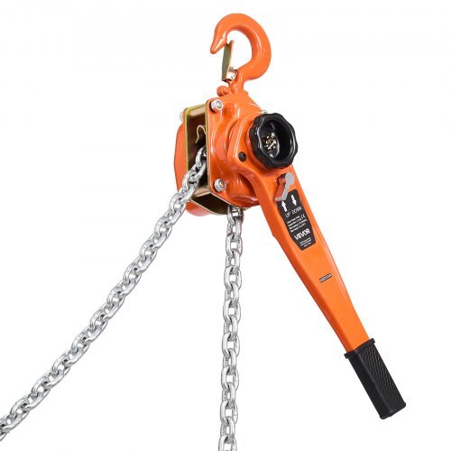 Manual Lever Chain Hoist, 1-1/2T 3300LBS Capacity Heavy Duty Come Along, 20FT Lift G80 Alloy Steel Chain With Dual Pawl Mechanical Brake,360?Rotating Hooks, for Warehouse Construction Garage