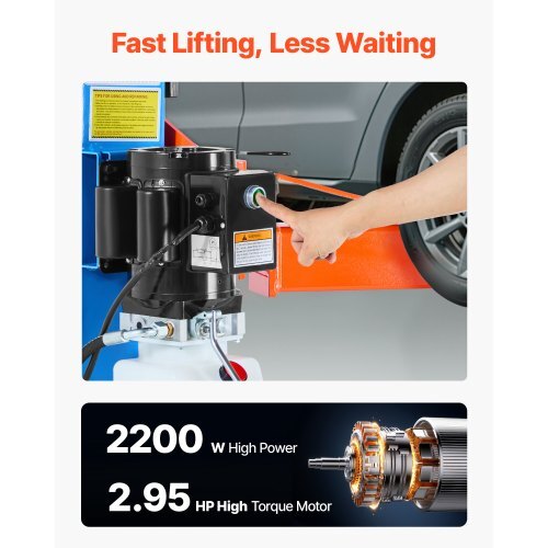 Blue American Smart 2 Post Car Lift with 9000 lbs capacity, 74.8-inch height, for sedans, SUVs, pickups in garage or workshop.