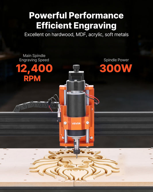 CNC Router Machine, 300W Spindle, 3-Axis Wood Engraving Milling Machine, with 15.75 x 15.75 x 2.36 in Working Area, Offline Controller, Aluminum Alloy Structure, for Wood Acrylic Carving Cutting