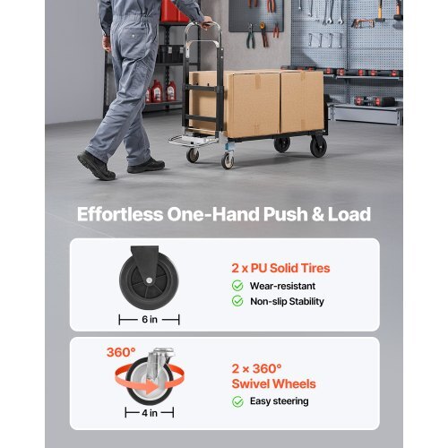 American Smart 2-in-1 folding hand truck with wheels and adjustable handle, supports 500 lbs for moving home, office, or warehouse.