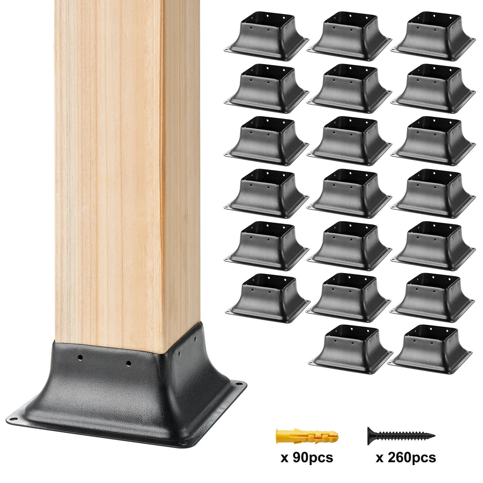 Set of 20 heavy-duty powder-coated steel 4x4 post brackets for deck posts, handrails, and porch railings by American Smart WB.