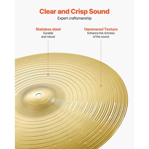 American Smart 6-piece cymbal pack includes 14-inch hi-hats, 16-inch crash, 20-inch ride, splash, china, and drumsticks with cymbal bag.