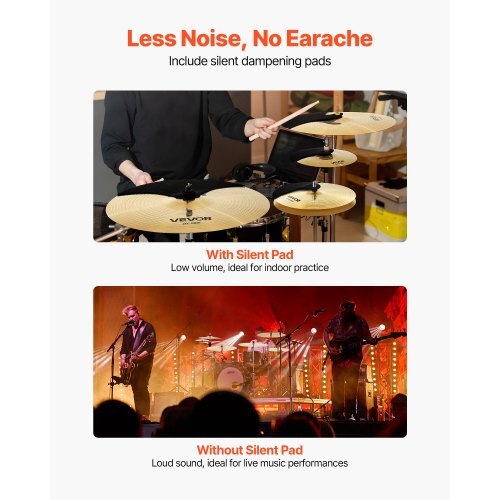 American Smart 6-piece cymbal pack with 14-inch hi-hats, 16-inch crash, 20-inch ride, splash, china, drumsticks, and cymbal bag for drum set