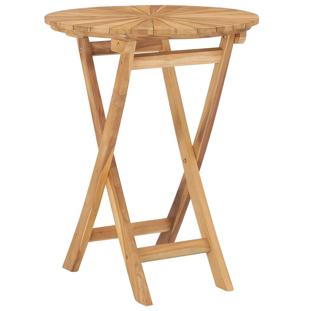 Folding outdoor patio table made of solid teak wood, 23.6 inches, by American Smart, ideal for garden or balcony use.