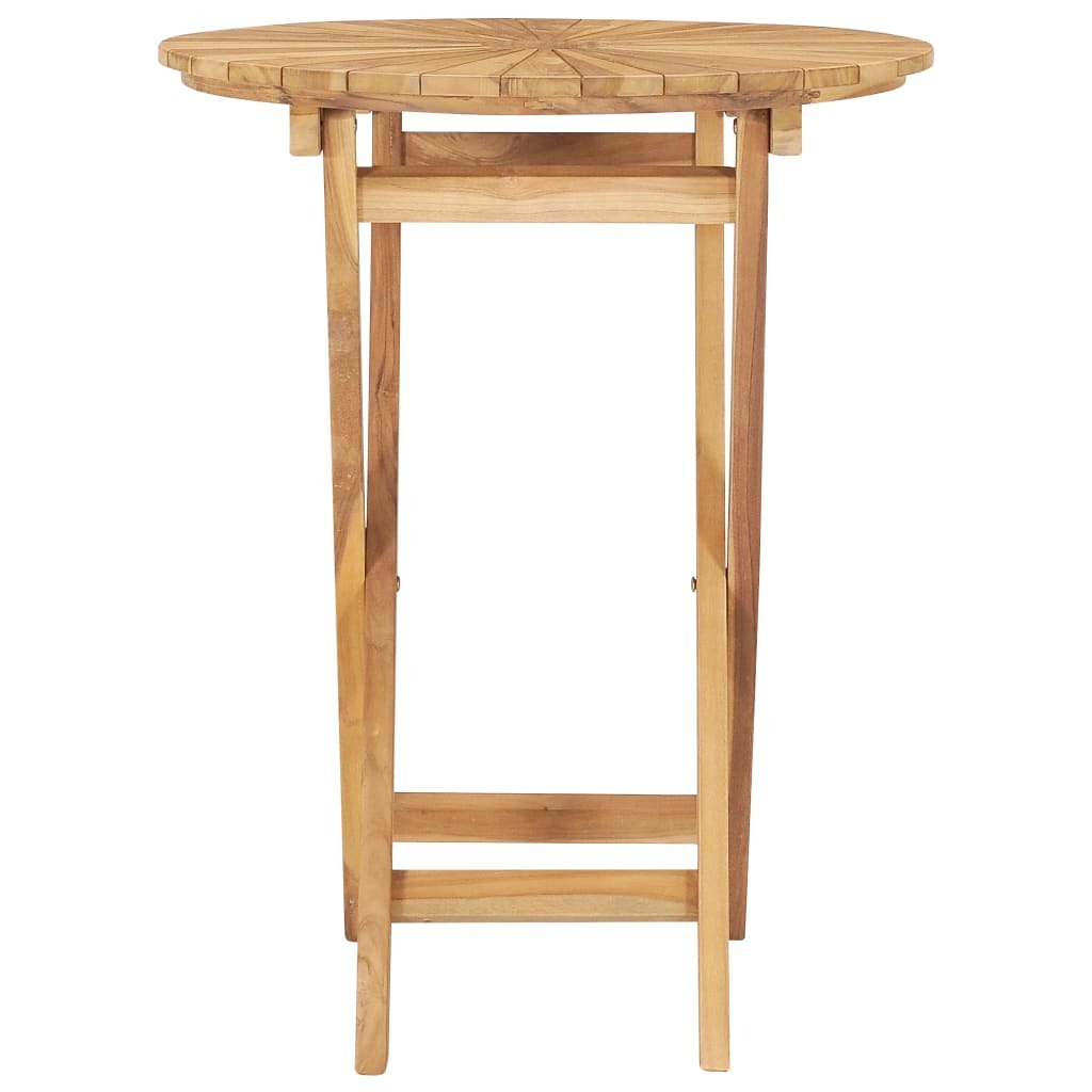 Folding outdoor patio table made of solid teak wood, 23.6 inches, by American Smart - WB, ready for outdoor dining and entertaining.