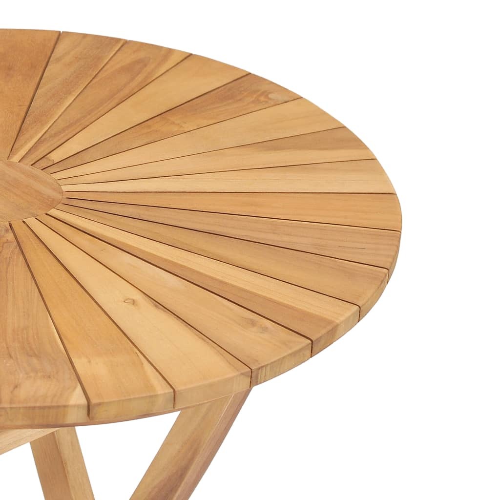 Folding patio table made of solid teak wood with 23.6-inch diameter, outdoor table by American Smart WB.