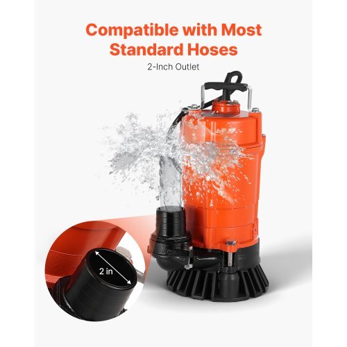 American Smart 1/2 HP submersible trash pump with 2-inch discharge, cast iron body, handling dirty and clean water for flood and sump applications.