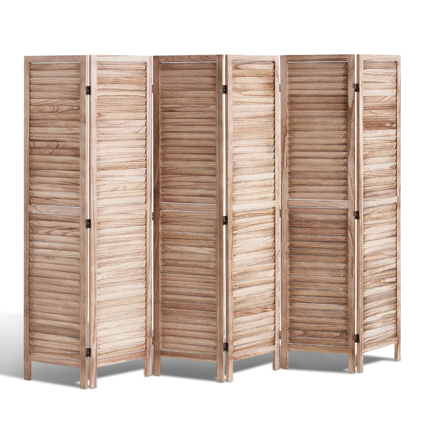 Wood 6-panel folding room divider by American Smart, 66.9 inches tall, portable louvered privacy screen for home, office, or restaurant.