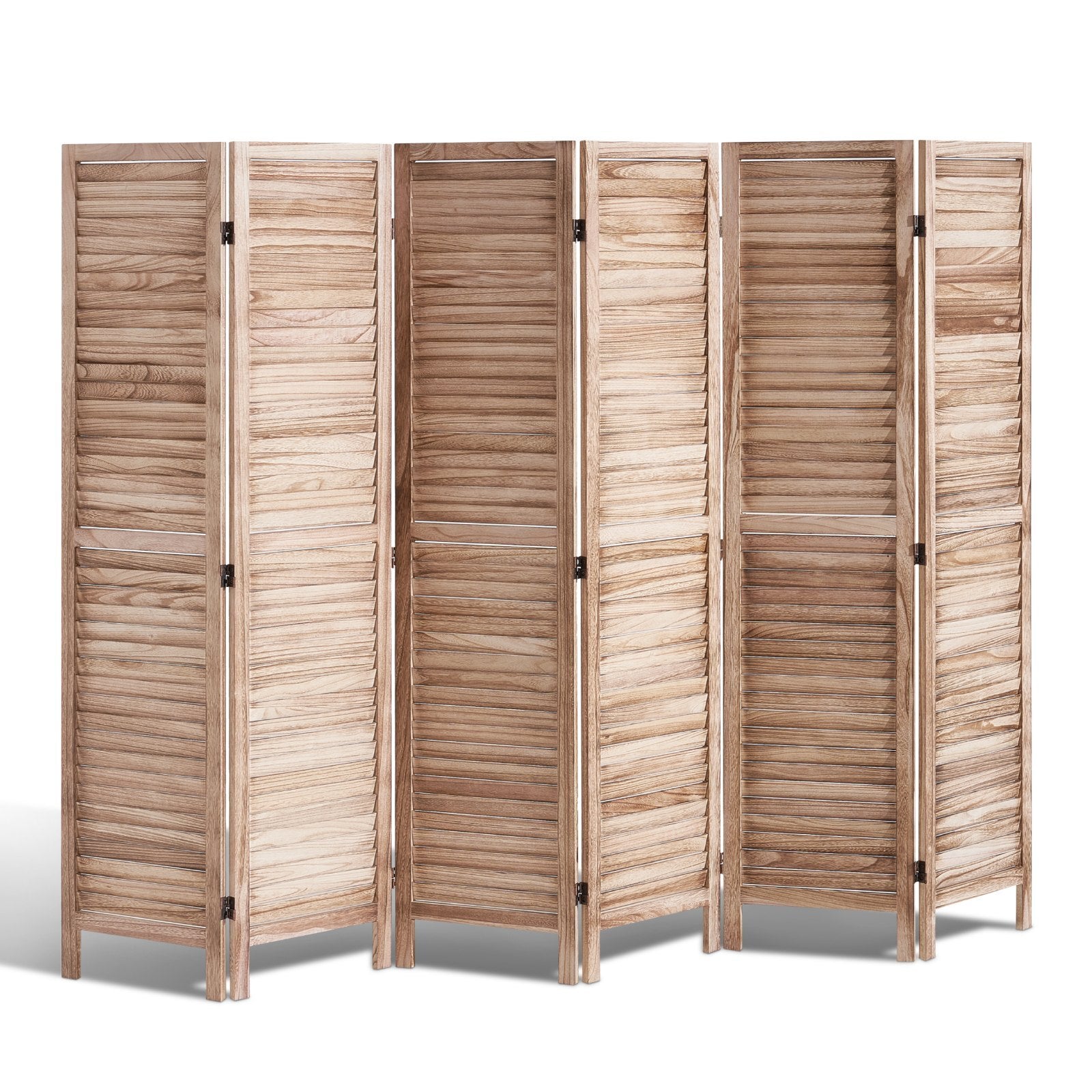 Wood 6-panel folding room divider by American Smart, 66.9 inches tall, portable louvered privacy screen for home, office, or restaurant.