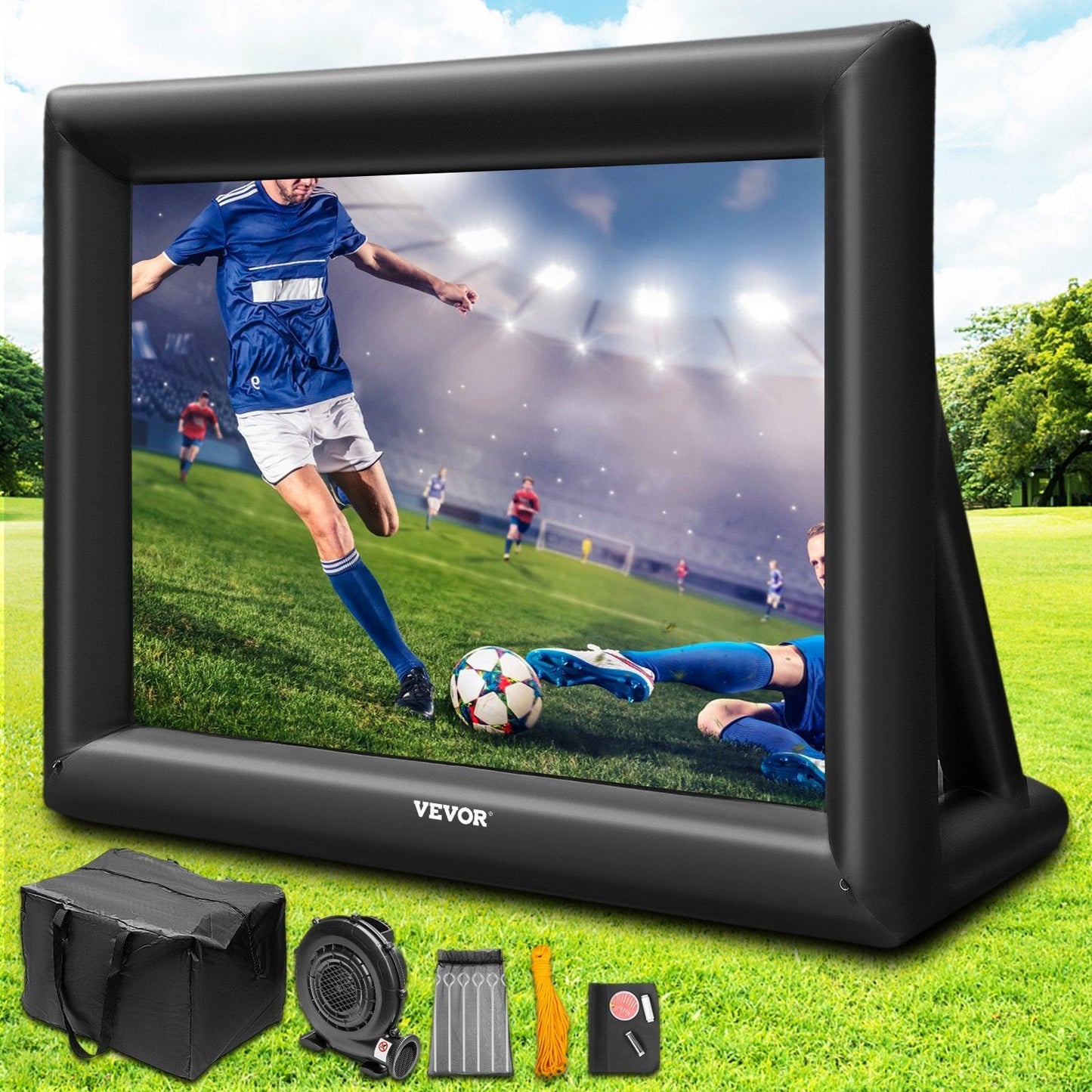 American Smart 20FT inflatable outdoor movie screen with 350W blower, Oxford fabric, supports front and rear projection for outdoor movies.