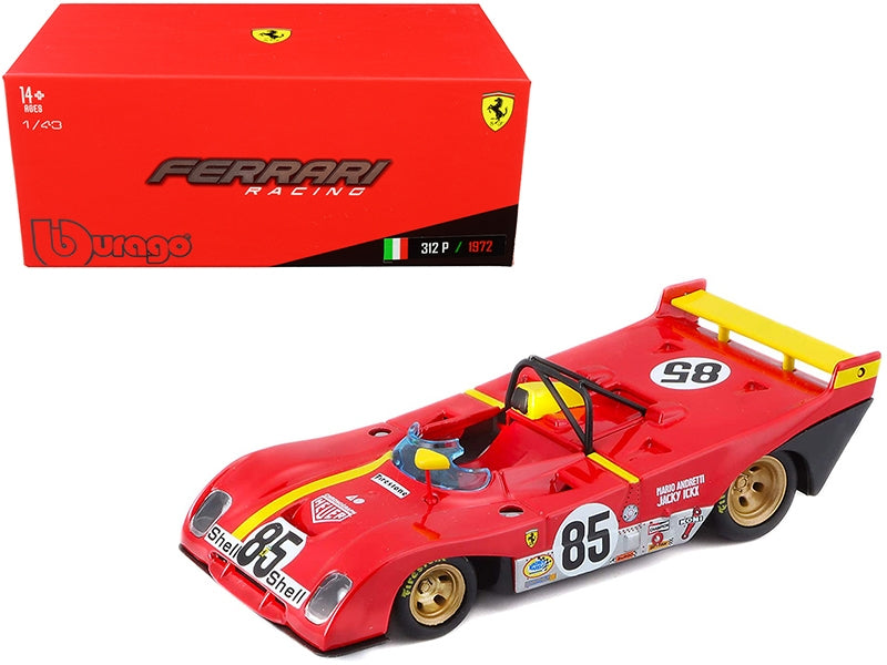 Diecast model car of Ferrari 312P #85 driven by Jacky Ickx and Mario Andretti, 6 Hours of Watkins Glen 1972, by Bburago.