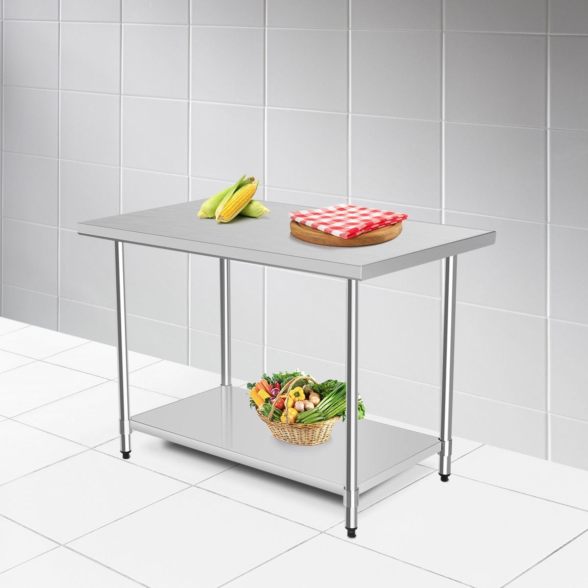 30 x 48 Inch Stainless Steel Table Commercial Kitchen Worktable - Color: Silver