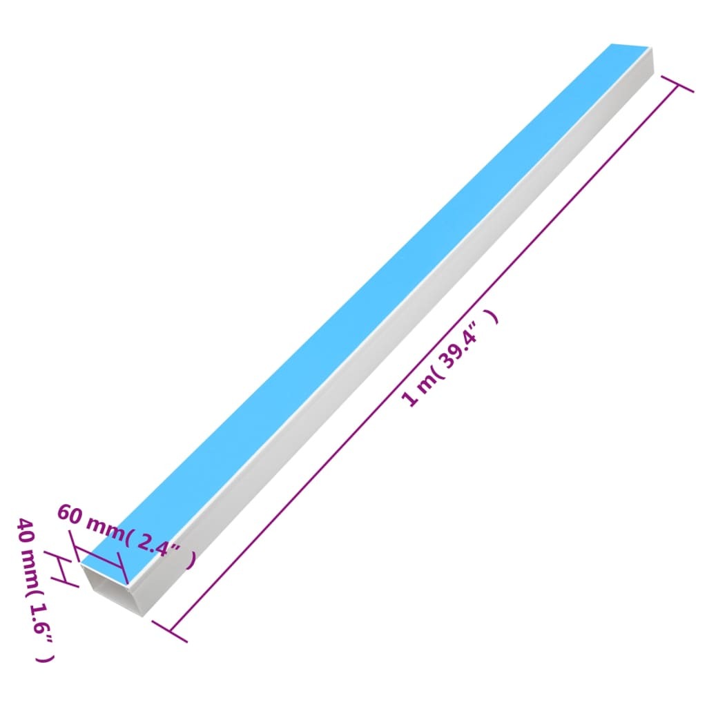 Cable Trunking Self-Adhesive 2.4"x1.6" 98.4'PVC