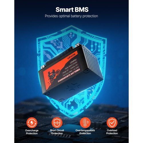 Motorcycle Battery, 12 Volt 4Ah, LiFePO4 Lithium Pre-Charged Powersports Battery, Maintenance Free & High Performance, Compatible with ATV, Motorcycle, Jet Skis, Scooter, UTV, and More
