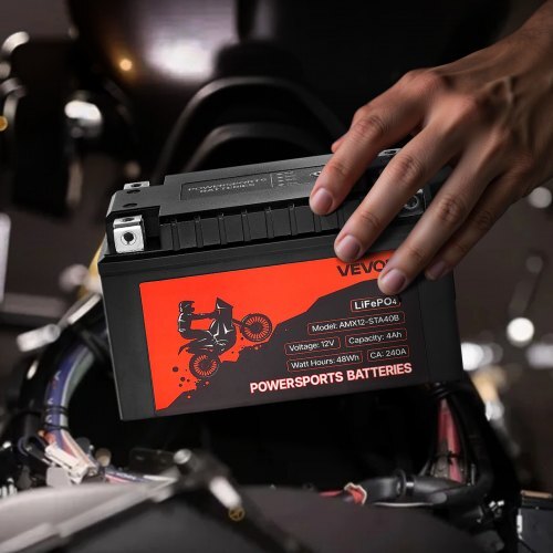 Motorcycle Battery, 12 Volt 4Ah, LiFePO4 Lithium Pre-Charged Powersports Battery, Maintenance Free & High Performance, Compatible with ATV, Motorcycle, Jet Skis, Scooter, UTV, and More