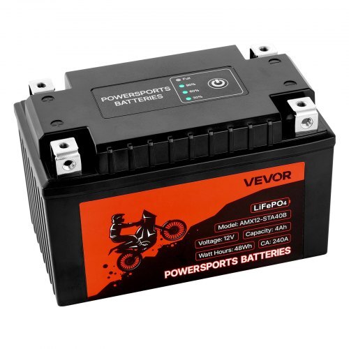 Motorcycle Battery, 12 Volt 4Ah, LiFePO4 Lithium Pre-Charged Powersports Battery, Maintenance Free & High Performance, Compatible with ATV, Motorcycle, Jet Skis, Scooter, UTV, and More