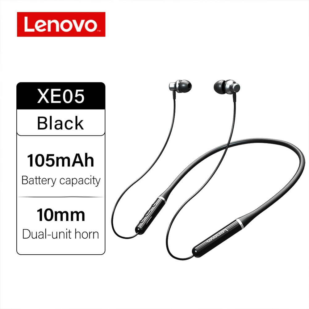 Original LENOVO XE05 Neck-type Bluetooth Headset Sports Waterproof Long Standby Earphones Red