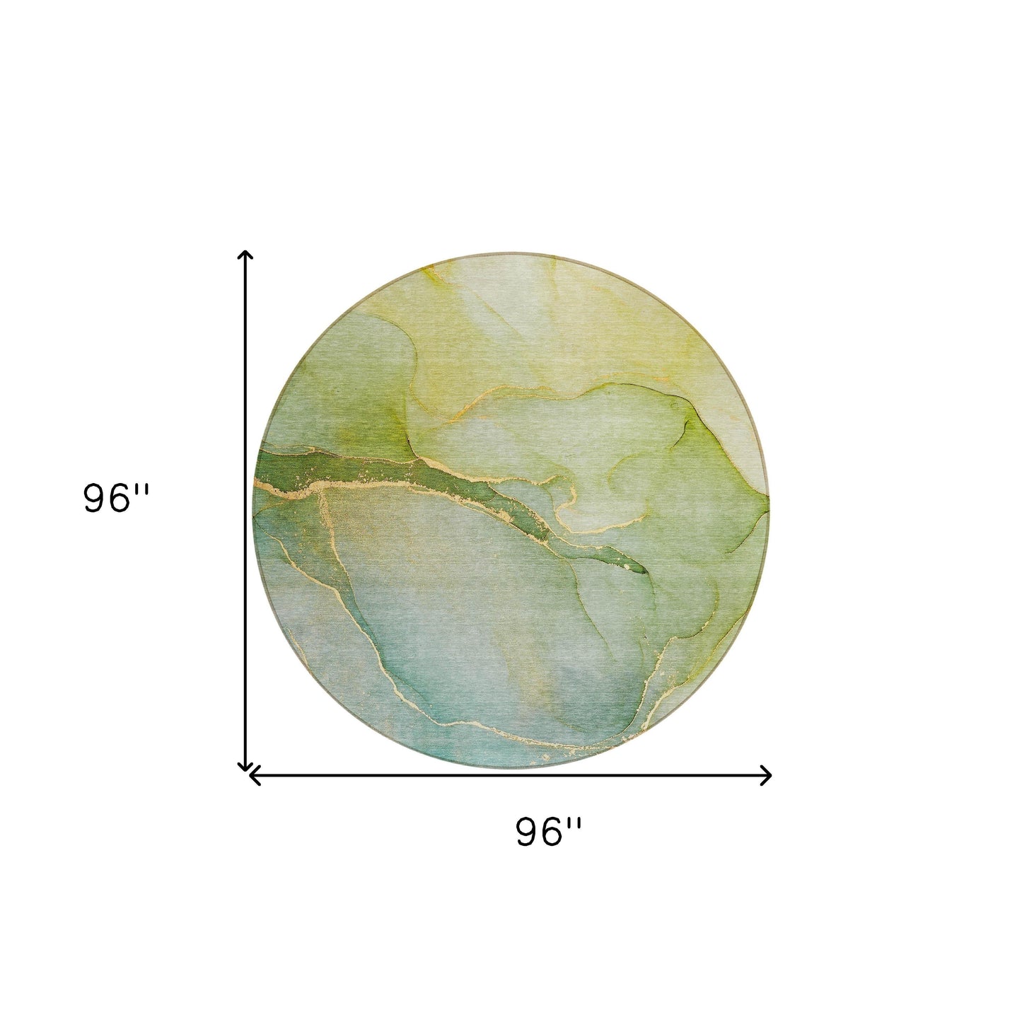 8' Round Green Round Abstract Washable Non Skid Indoor Outdoor Area Rug