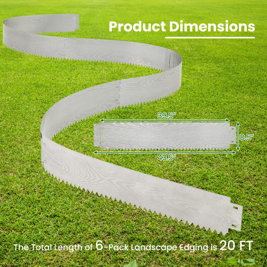 6-Pack 20 FT Galvanized Metal Landscape Edging for Lawn(Patented)