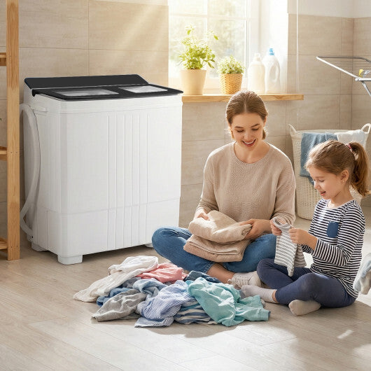 Costway Portable Washing Machine with 12 LBS Washer and 8 LBS Spinner Combo for Apartments-Gray