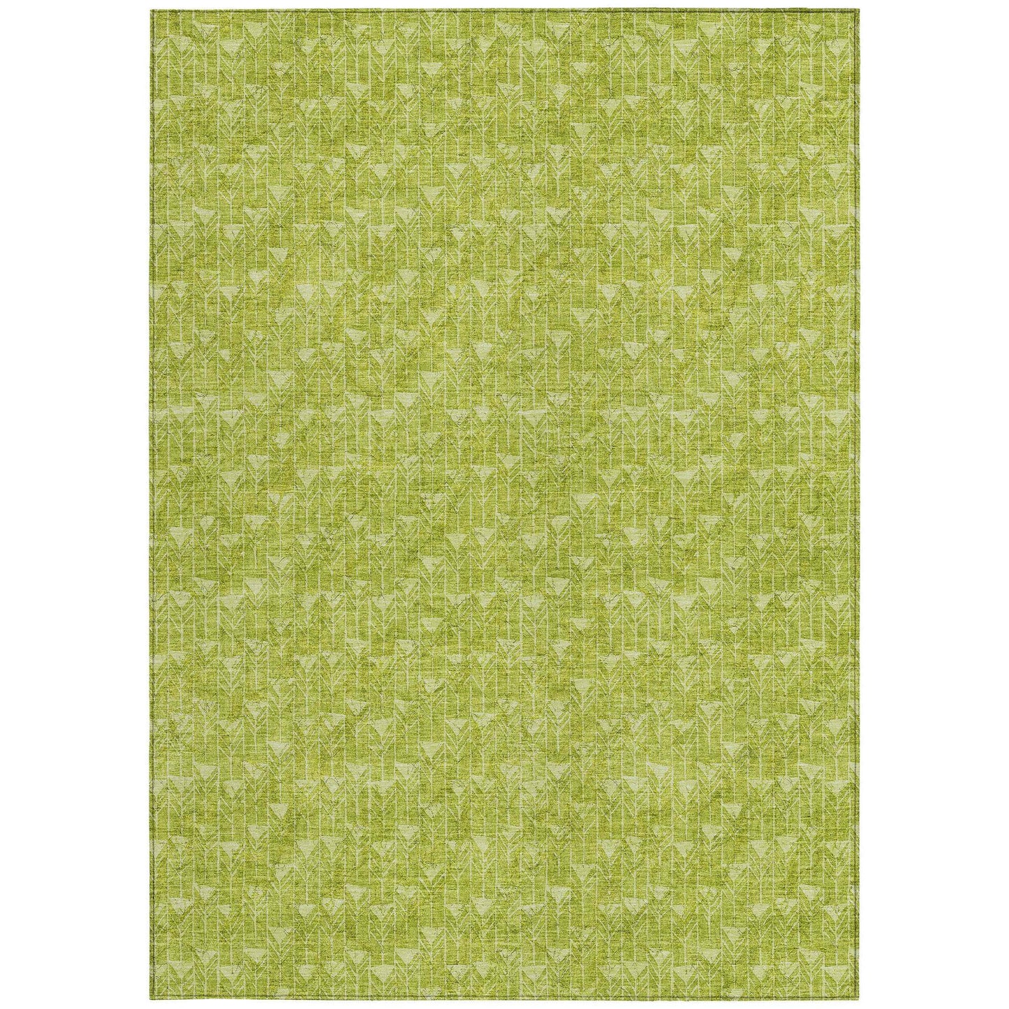 9' X 12' Moss Green Geometric Washable Non Skid Indoor Outdoor Area Rug