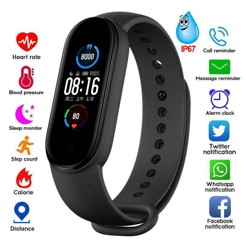 M5 Color Screen Smart  Watch Bracelet Fitness Tracker Bracelet Outdoor Runing Pedometer Sport Smart Watch Band black