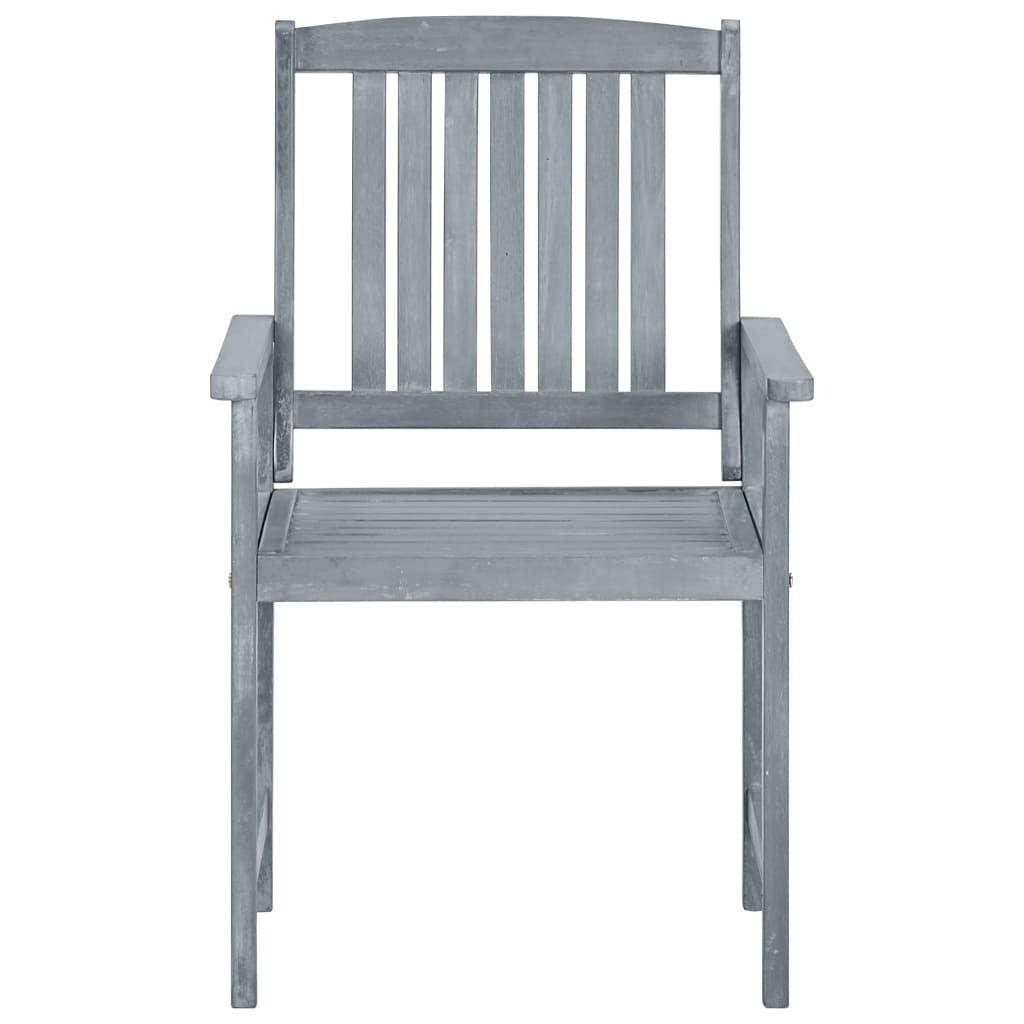 Patio Chairs 8 pcs Solid Acacia Wood Gray