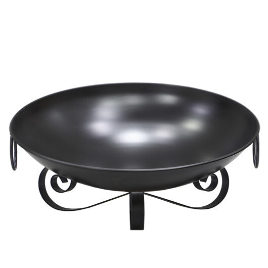 24 Inch Heavy-Duty Metal Fire Pit Bowl Outdoor Wood-Burning Firepit with Handles