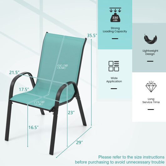 Set of 4 Outdoor Patio Chairs with Weather-resistant Fabric-Blue - Color: Blue