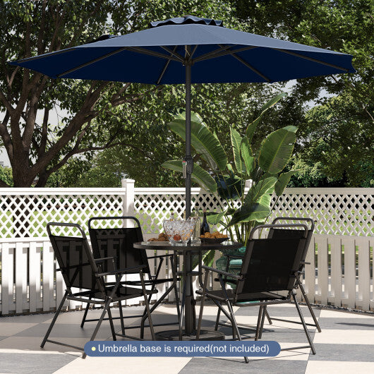 Outdoor Heavy Duty Market Umbrella with Crank Handle and 8 Sturdy Ribs-Navy - Color: Navy
