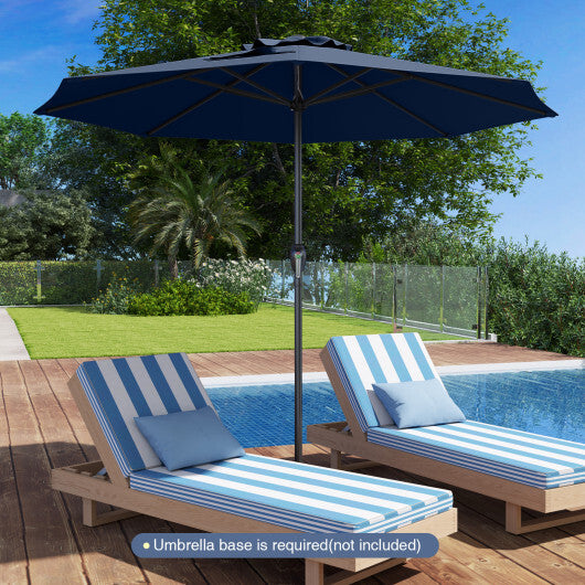 Outdoor Heavy Duty Market Umbrella with Crank Handle and 8 Sturdy Ribs-Navy - Color: Navy