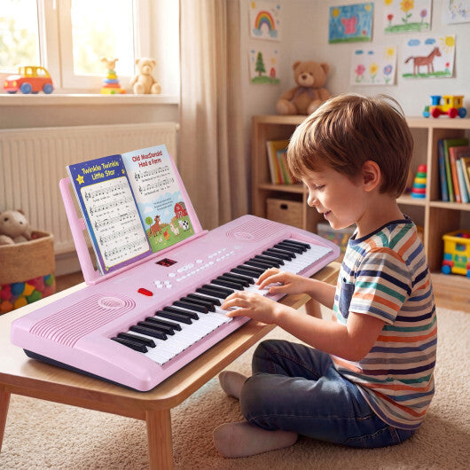 Costway 61 Key Electric Portable Digital Keyboard Piano for Beginner-Pink - Color: Pink