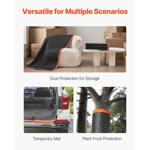 Six large American Smart moving blankets, 72x40 inches, padded with cotton filling for furniture protection and shipping.