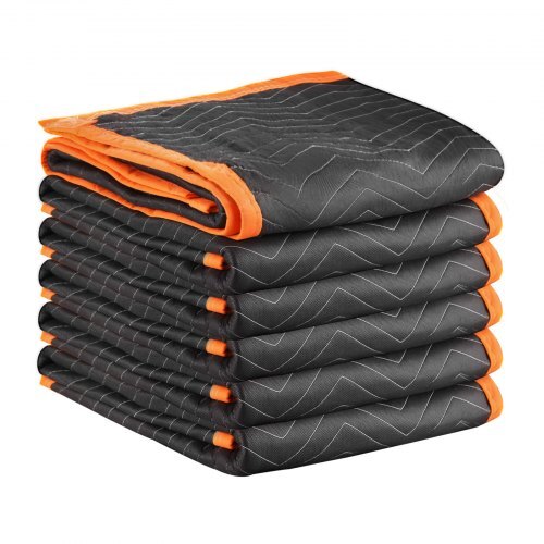 Set of six American Smart moving blankets, 72 x 40 inches, heavy-duty padded packing blankets for protecting furniture during shipping