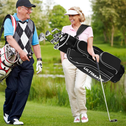 Costway 10 Pieces Womens Complete Golf Club Set with Alloy Driver Black - Color: Black