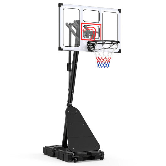 American Smart WB portable basketball hoop with adjustable height, fillable base, and ball storage, ideal for outdoor sports.